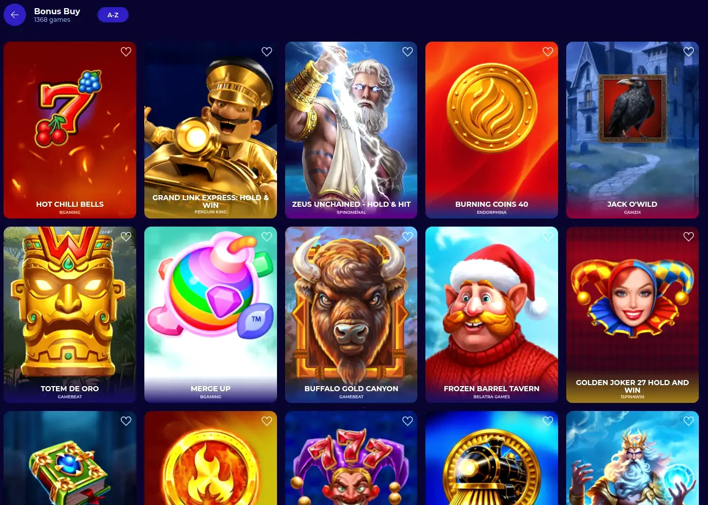 Spelaanbod bij Gigaspinz online casino met slots en live casino